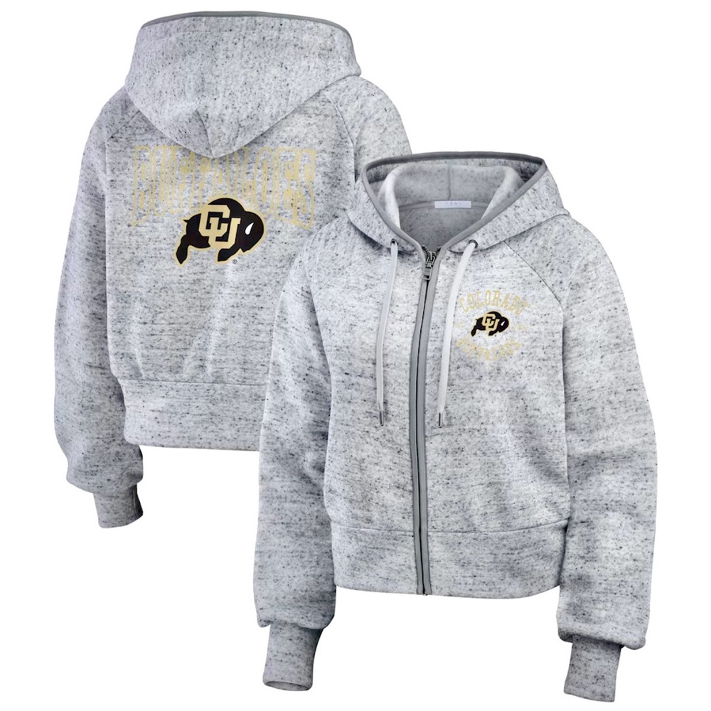 WEAR by Erin Andrews Colorado Buffaloes Speckle Double-Hit Full-Zip Hoodie Gray